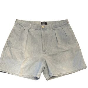 RARE Vtg Polo Ralph Lauren Double Pleat Denim Chino Shorts Mens Size 38 Blue